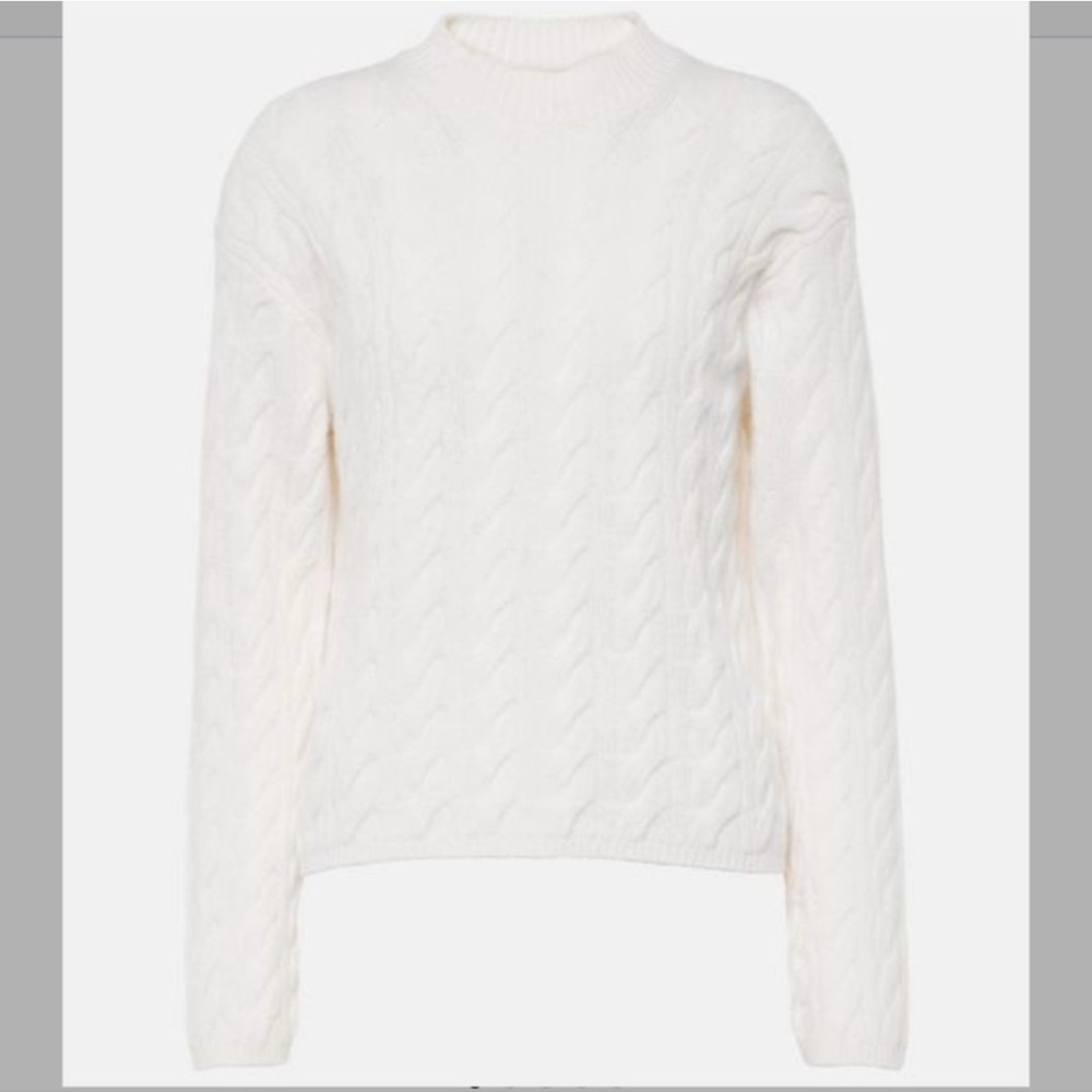 Vince Crew Neck Ivory Wool/Cashmere Cable Knit Sweater XL